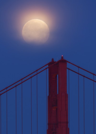 Fading Full Moon Over South Tower