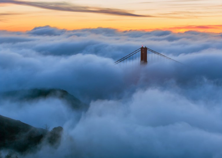North Tower and Marin Headlands in the Fog