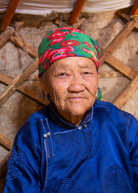 Grandmother in Ger at Khongoryn Els