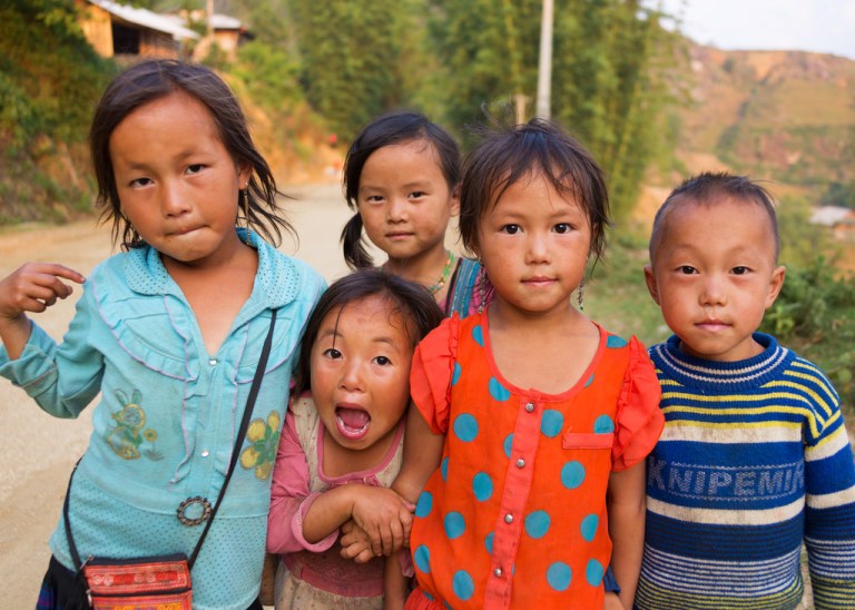 Group of Kids Near Ta Van