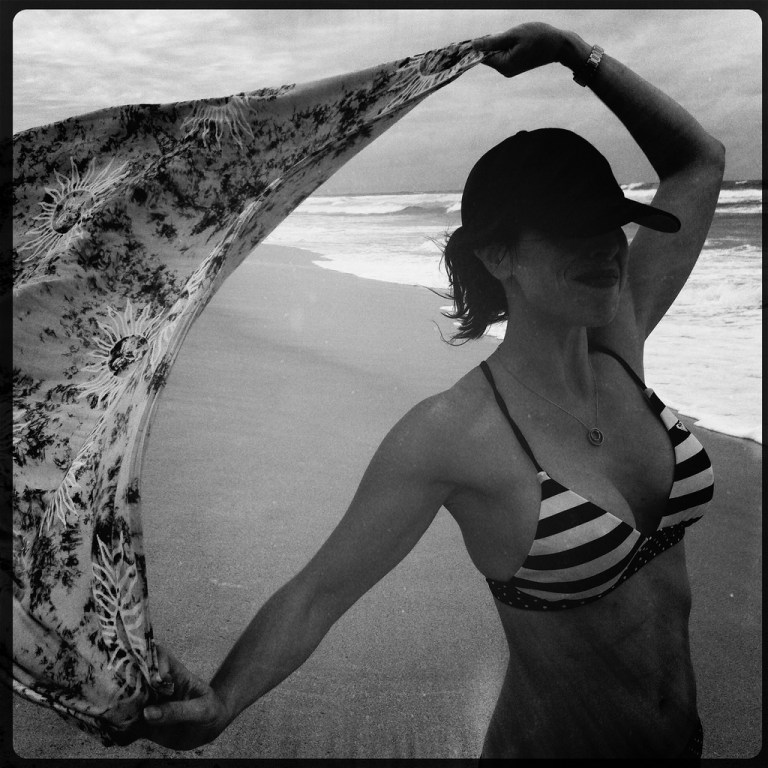 Marie on a Windy Beach in Kauai